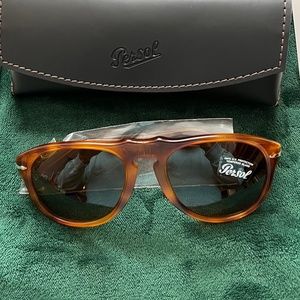 Persol 649 Light Havana Frame- Crystal Brown Lens- Acetate Aviator Sunglasses